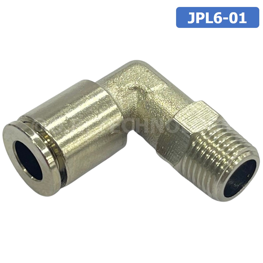 (1ชิ้น) JPL6-01 ข้อต่อลม เกลียวนอก งอ90° สแตนเลส STAINLESS Male Thread Elbow Pipe Quick Fittings Connector ข้อต่อลมสแตนเลส ข้องอ