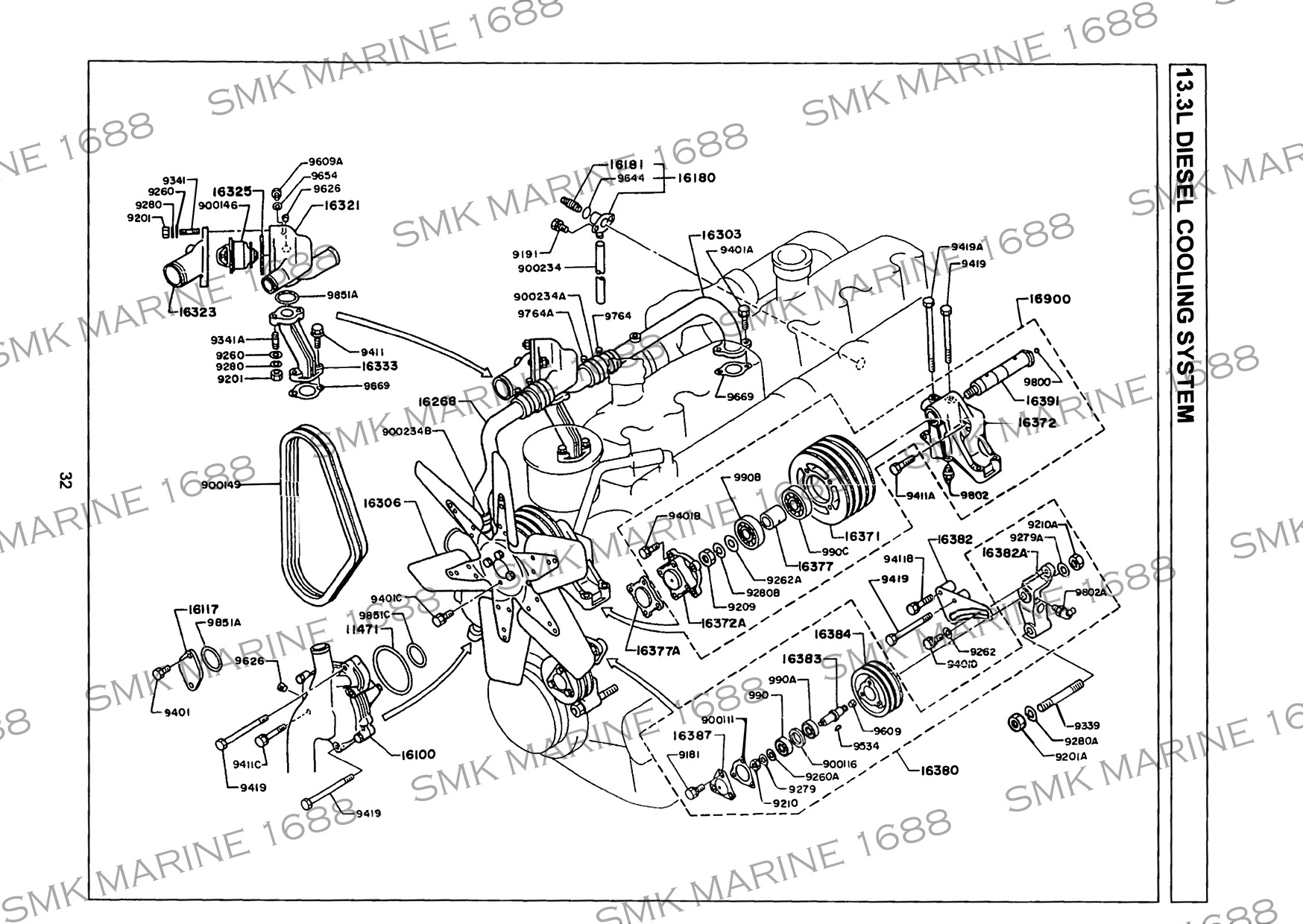 HINO EK100 / EK130 161211200A Water Pump / ปั๊มน้ำจืด