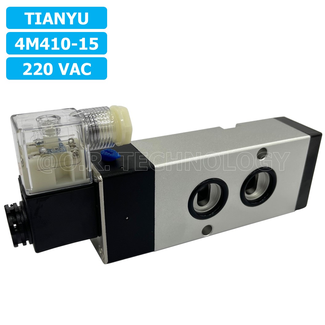 (1ชิ้น) 4M410-15 220VAC โซลินอยด์วาล์ว คอยล์ 1 ข้าง Single Coil Solenoid Valve Pneumatic TIANYU