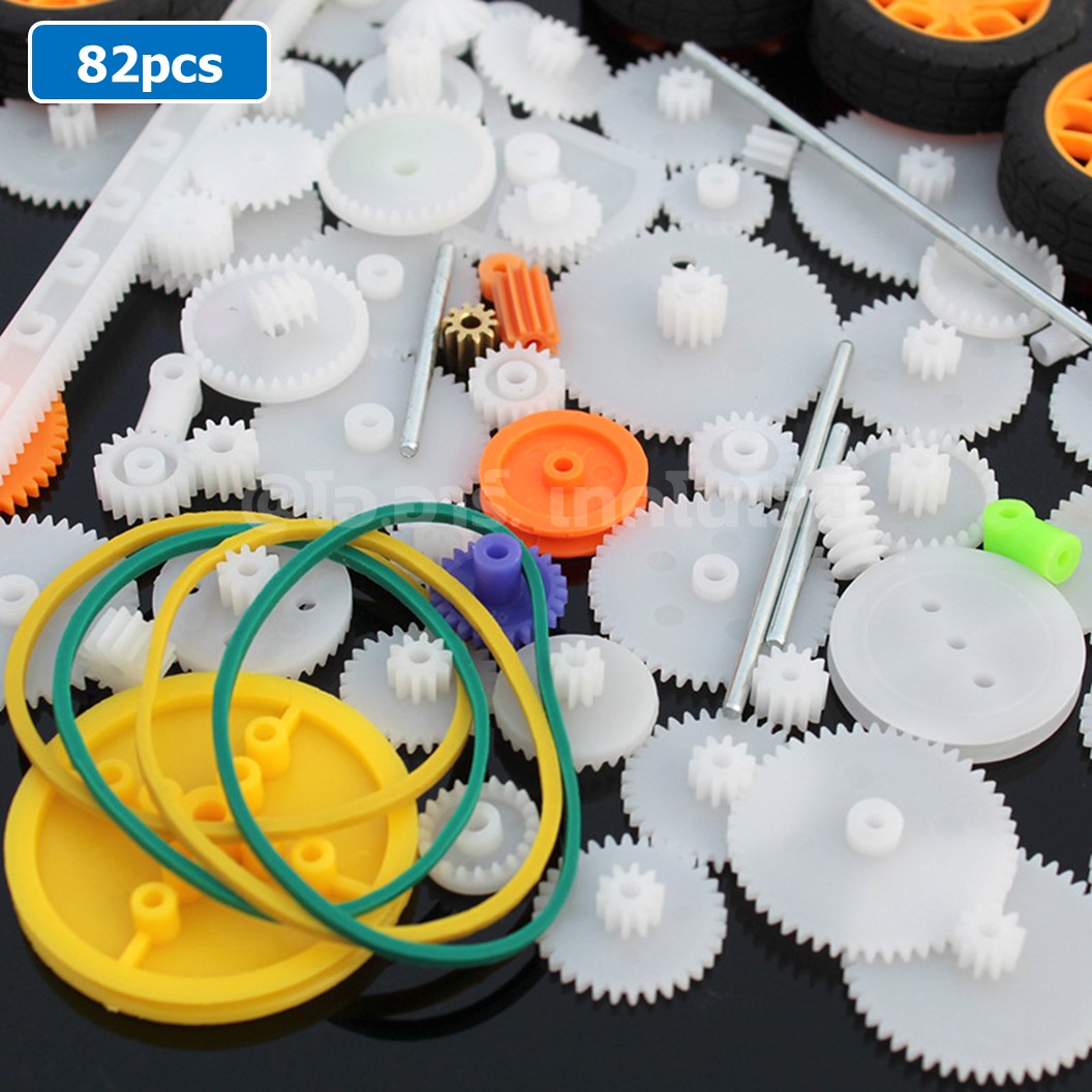 GG-082 ชุดเฟือง เฟืองพลาสติก เฟืองมอเตอร์ 82ชิ้น พร้อมล้อ และแกน 82 Kinds of Plastic Gears pack motor DIY with wheel