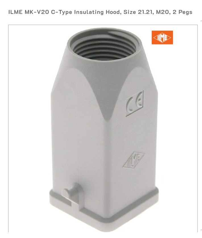 MK V20 Thermoplastic Hood top entry M20, 2 Pegs"ILME "
