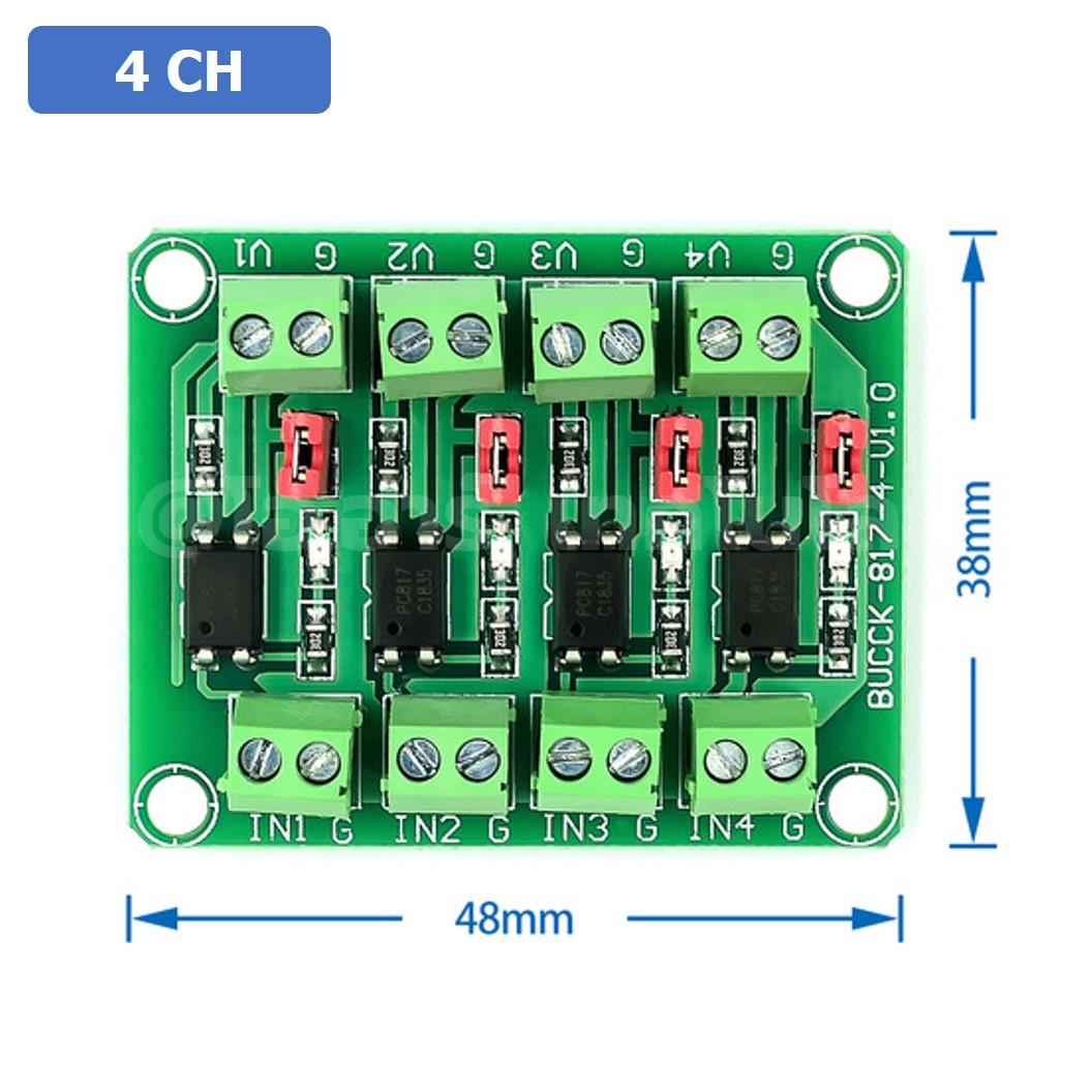 CM004 PC817 โมดูลควบคุมแบบแยกกราวน์ 4 ช่อง 4 Channel Optocoupler Isolation Optical module ออปโต้คัปเปอร์ 3.3-5V
