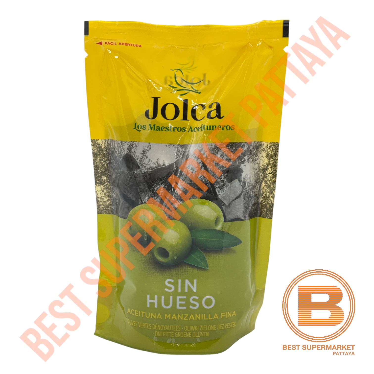 จอลก้า มะกอกเขียว ไม่มีเมล็ด ในน้ำปรุง 185 กรัม Jolca Pitted Green Olives 185 g.