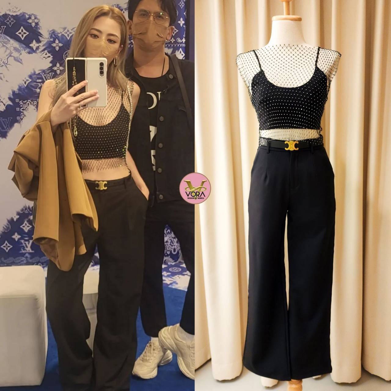 Set เสื้อสายเดี่ยวตัวสั้น หน้าอกมีฟองน้ำให้ค่า