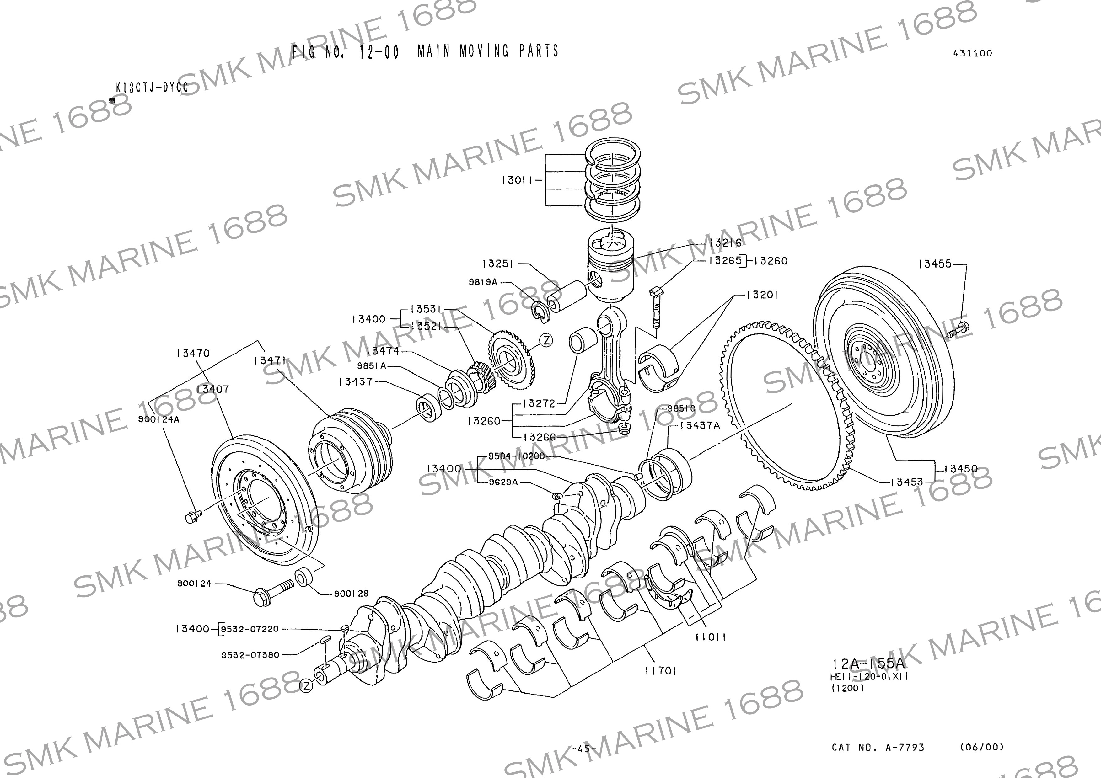 HINO K13C 134371250 Front Sleeve Crankshaft / สลิฟเพลาข้อเหวี่ยงหน้า,โอริ่ง