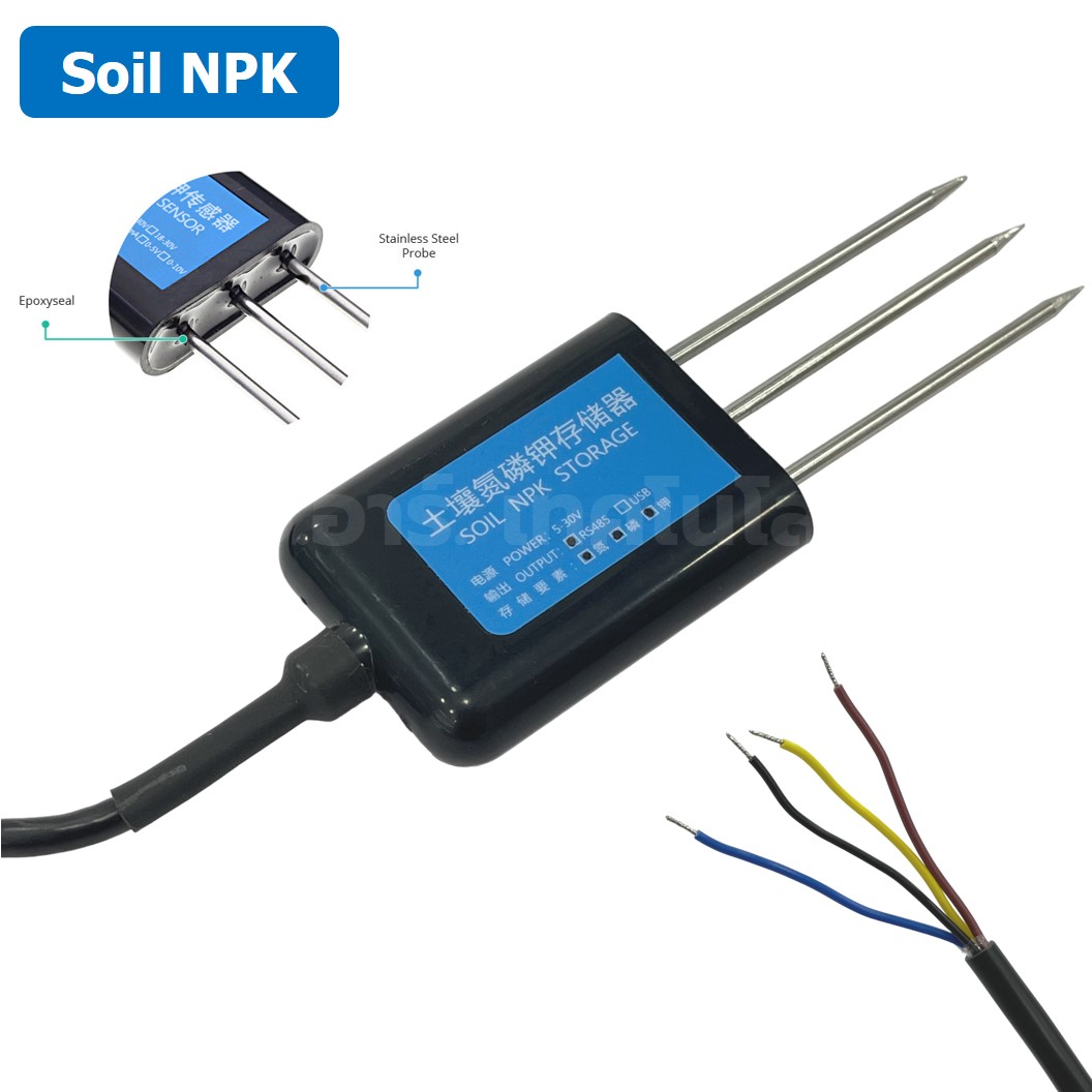 AF333 เซนเซอร์วัดค่าแร่ธาตุในดิน 3ขา RS485 Output 3 Pin Probes Soil NPK Sensor with cable 2m เซนเซอร์วัดสารอาหารในดิน