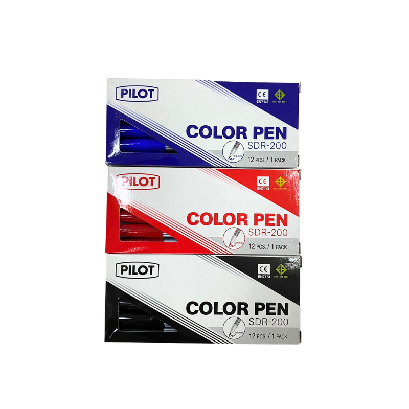 ปากกาเมจิก PILOT ไพล็อต SDR-200 1 หัว (ราคารวมแวท)หลากสี (แพ็คละ 12 ด้าม)