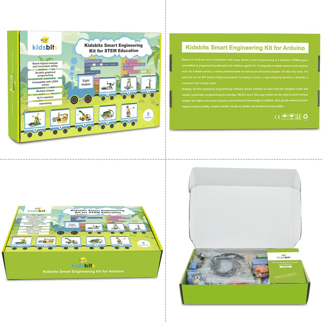 KEYESTUDIO KD3020 ชุดตัวต่อ Kidsbits Smart Engineering Kit with Lego for Arduino STEM Education DIY Kit ชุดวิศวกรรมอัจฉริยะ Kidsuno