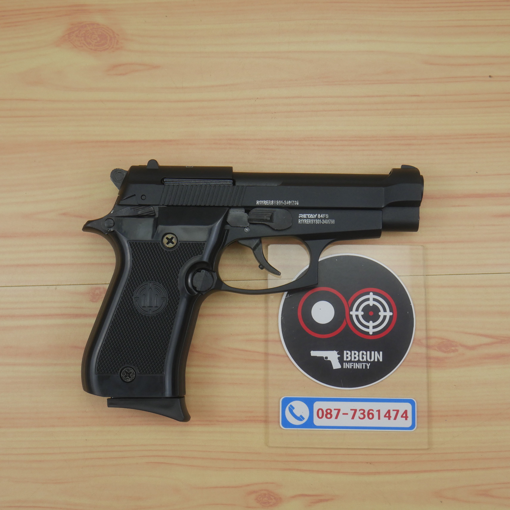 BLANK GUN RETAY M84 FS สีดำ แบลงค์กัน 2 แม็กกาซีน BERETTA M84 บาเร็ตต้า m84
