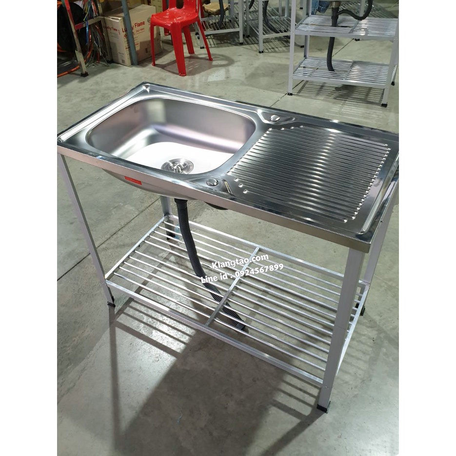 Diamond อ่างล้างจาน ตราเพชร 50x100x80 ซม. รุ่น S0005 ซิงค์ล้างจาน สแตนเลส เกรด 304 ขาอลูมิเนียม (เลือกก๊อกน้ำได้)