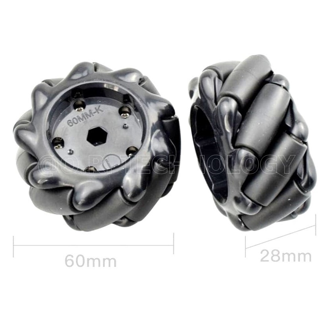 (1ชุด มี 2ล้อ-ซ้าย,ขวา) AD148+ZA311 ชุดล้อ แมคคานัม ล้อหมุนรอบทิศทาง ขนาด 60MM-K สีน้ำเงิน (พร้อมแกนล้อ ขนาด 6.7mm) Blue Mecanum Wheel 60MM-K with 6.7mm couplings