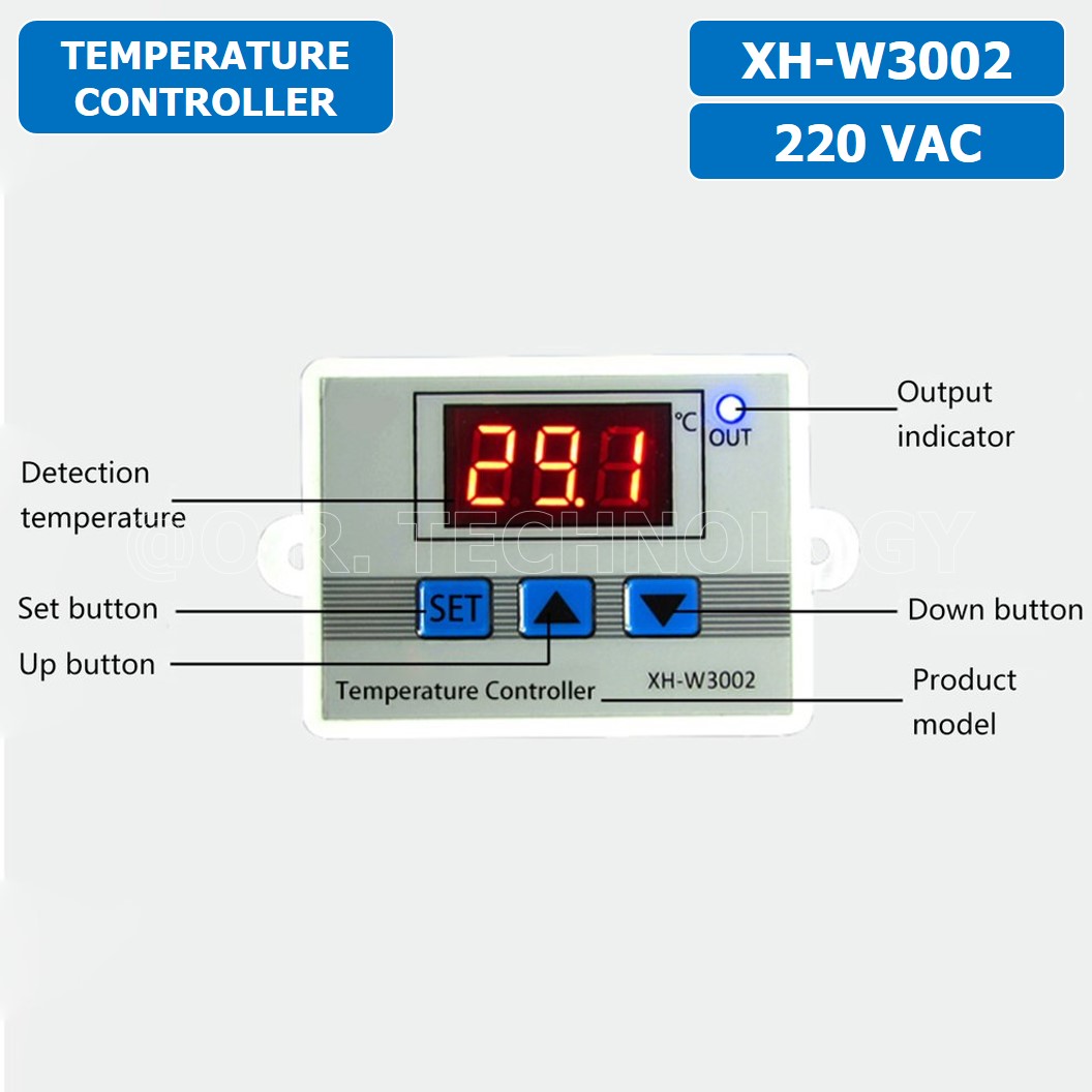 (1ชิ้น) XH-W3002 220VAC 1500W เครื่องควบคุมอุณหภูมิ Digital Temperature Controller Thermostat Switch Probe