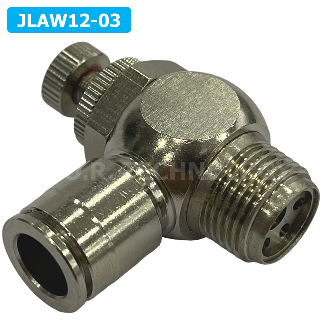 (1ชิ้น) JLAW12-03 ข้อต่อลมสแตนเลส ข้อต่อปรับลม งอ STAINLESS Air Flow Speed Controller ควบคุมความเร็วลม Speed Control valve JLAW JSL