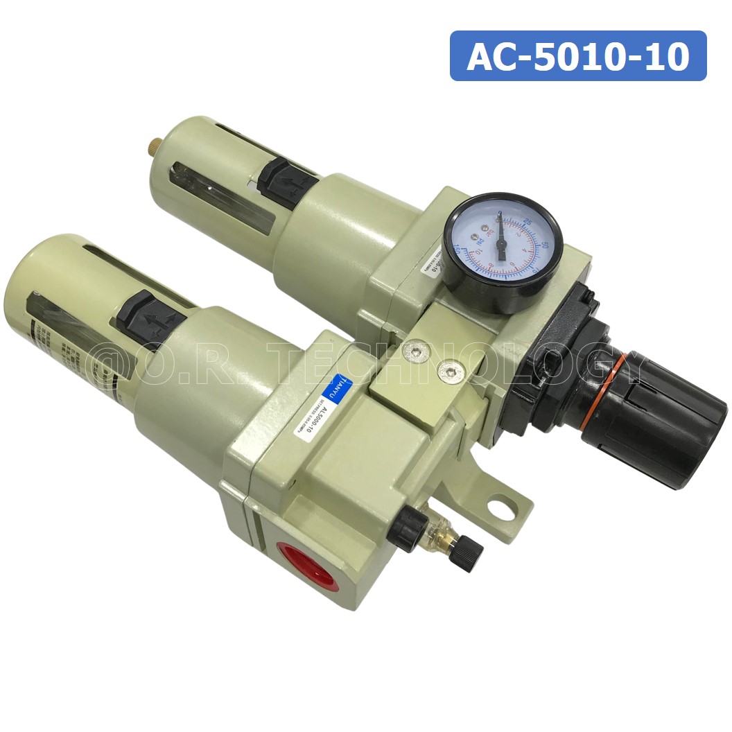 AC5010-10 ชุดกรองลมแบบ 2 ตอน Manual Drain FRL 2 Unit Combination Air Filter, Regulator & Lubricator TIANYU AC-5010-10