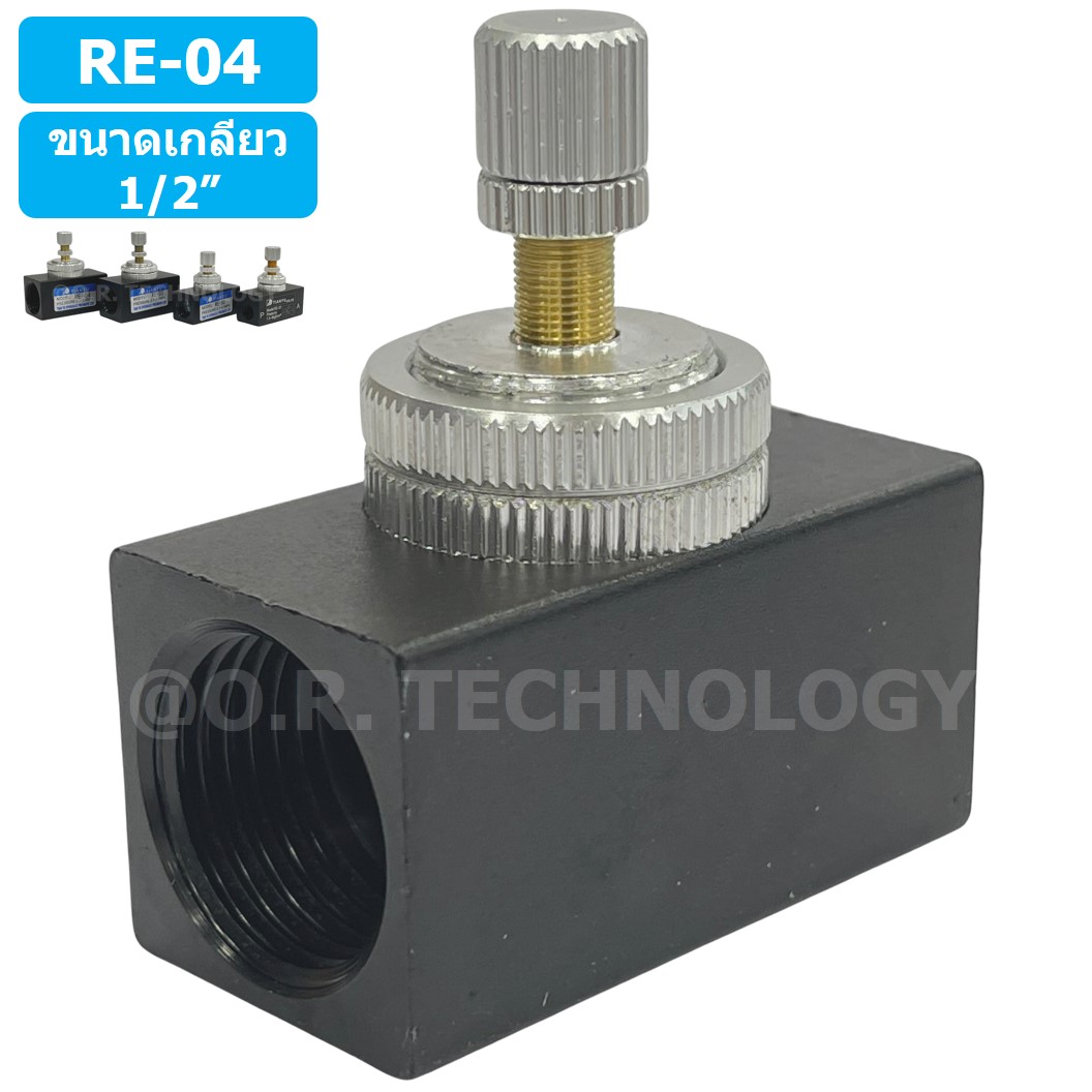 (1ชิ้น) RE-04 ตัวปรับความเร็วลม วาล์วปรับความเร็วลม ตัวปรับลม Air Flow Speed Control Valve TIANYU ขนาดเกลียว 1/2"
