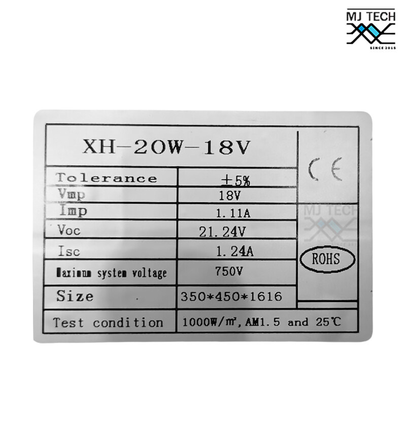 แผงโซล่าเซลล์ 18V 20W ชนิด POLY ขนาด 20W สินค้าส่งจากไทย