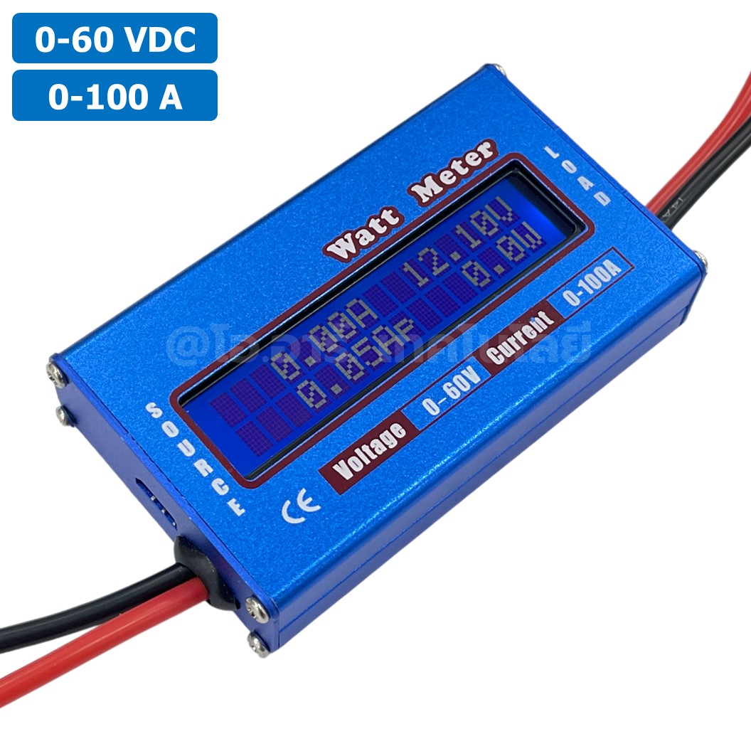 DC Watt Meter 0-60V 0-100A วัตต์มิเตอร์ ดิจิตอลโวลต์แอมป์มิเตอร์ Digital Volt-Amp Meter เพาเวอร์มิเตอร์ Power meter มิเตอร์วัดพลังงาน 60VDC 100A LCD1602