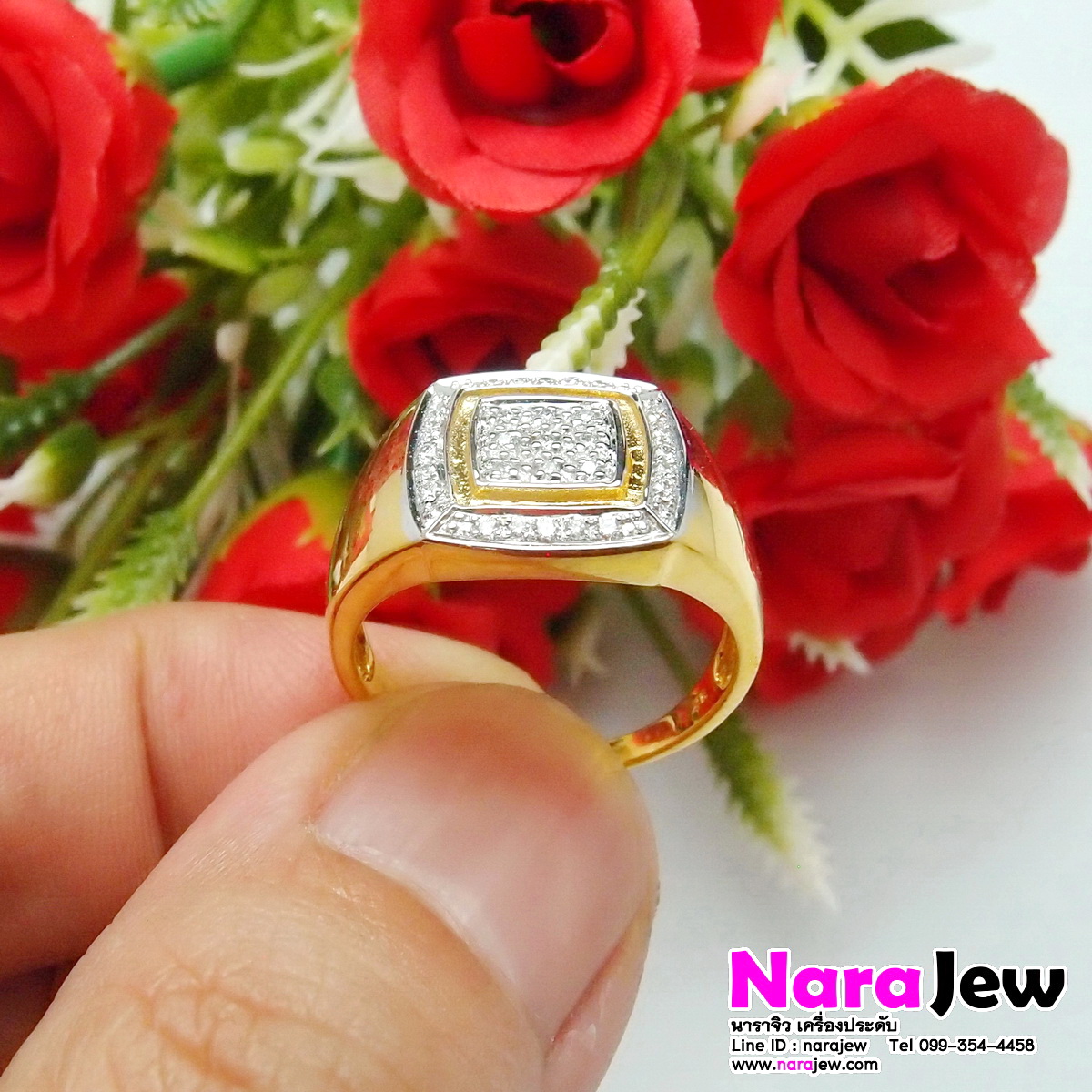 แหวนเพชรชาย ประดับเพชรแท้ 0.15 กะรัต น้ำ 95