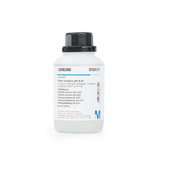109406.1000 Buffer solution (potassium hydrogen phthalate), traceable to SRM from NIST and PTB pH 4.01 (25°C) Certipur® 1 L
