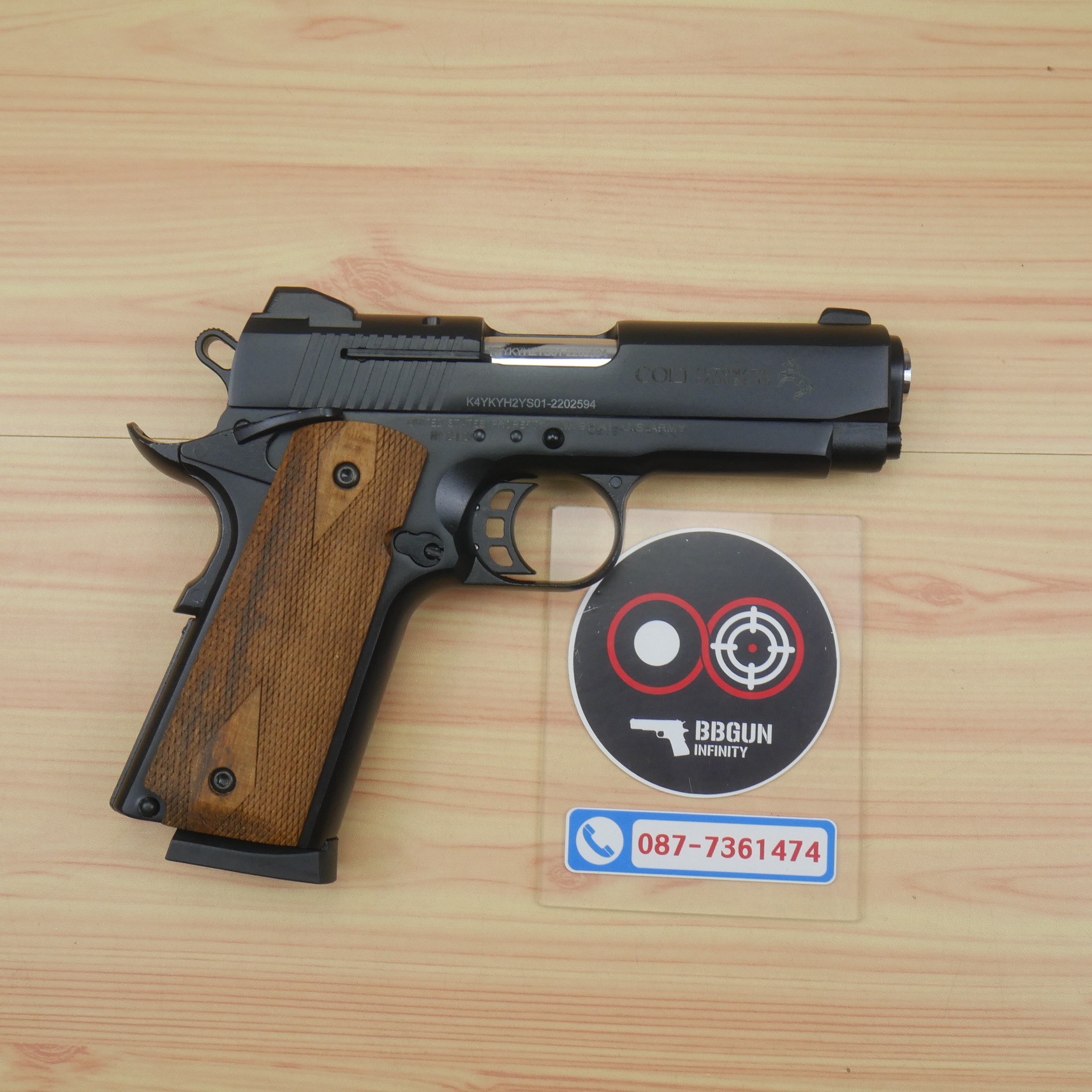 แบลงค์กัน KUZEY M1911 COLT'S MK IV SERIES'70 สีดำ 4 นิ้ว ด้ามไม้ blank gun