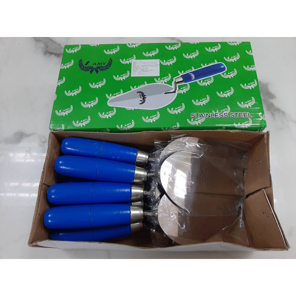 เกรียงเเหลมก่ออิฐสแตนเลส LAMY (กล่อง 12 อัน) (ราคารวมแวท) เกรียง เกรียงก่อ เกรียงก่อปูน เกรียงใบโพธิ์ เกรียงก่ออิฐ เกรียงแหลม