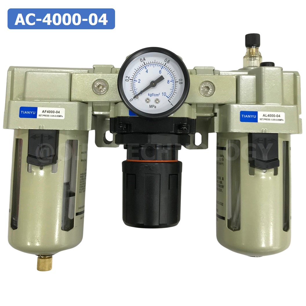 AC4000-04 ชุดกรองลม แบบ 3 ตอน Manual Drain 3 Unit FRL Combination TIANYU AC-4000-04 (Filter Regulator Lubricator)