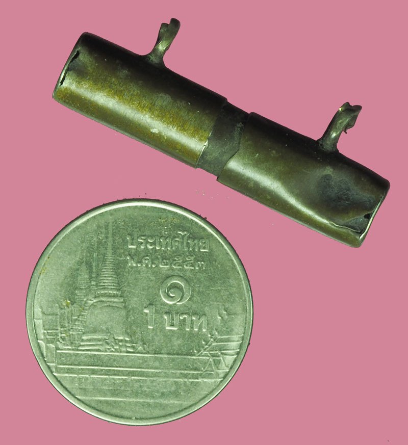 *38920 ปลอกตะกรุดเงินโบราณ เก่าไม่ทราบที่และปีสร้าง 12