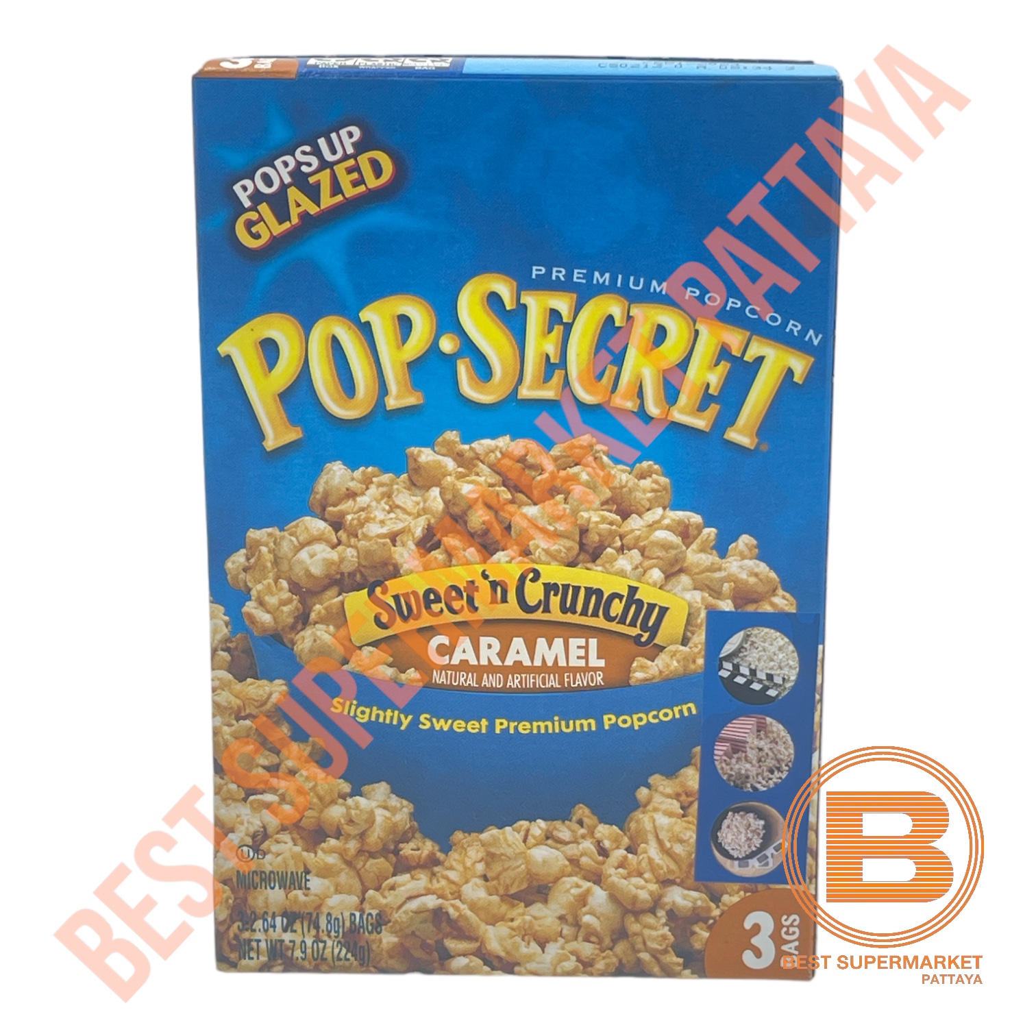 ป๊อปซีเครต ไมโครเวฟ ป๊อปคอร์น บรรจุ 3 ซอง Pop Secret Microwave Popcorn 3 Bags