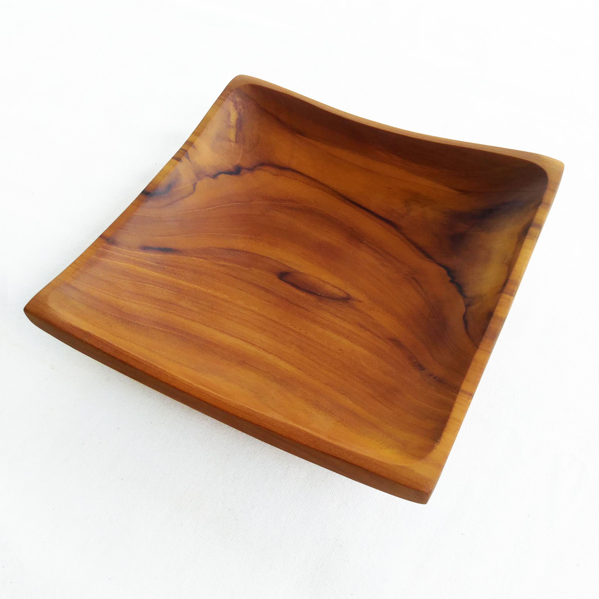 กูปรี จานไม้ญี่ปุ่น จานไม้สัก 8 นิ้ว ทรงสี่เหลี่ยม Kouprey Vintage Style Natural Brown Teak Japanese Square Plate