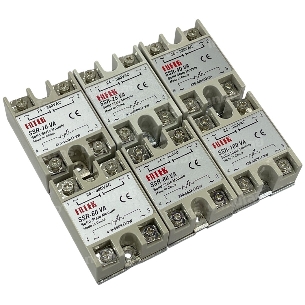 SSR-10VA/25VA/40VA/60VA/80VA/100VA โซลิดสเตทรีเลย์ Solid State Relay INPUT Resistor 80-250VAC, LOAD 24-380VAC 10-100A โมดูลตัดต่อวงจร