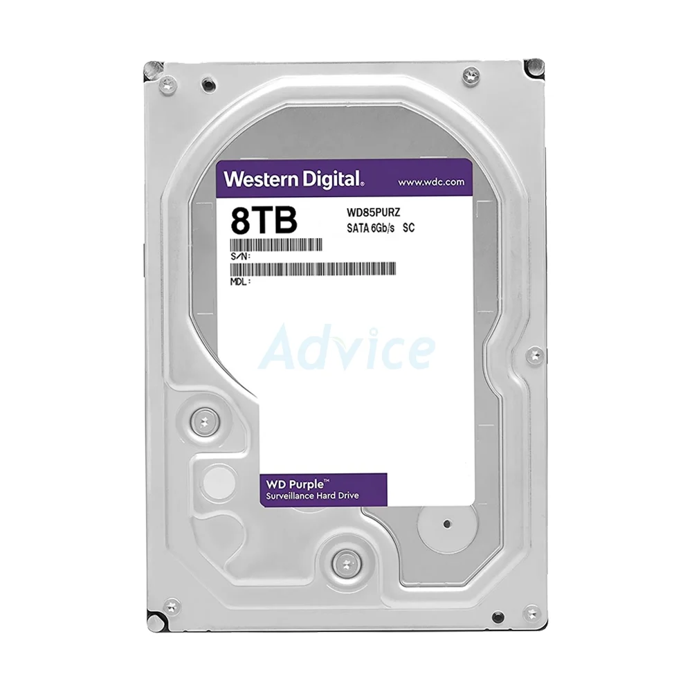 8 TB HDD CCTV WD PURPLE (5640RPM, 256MB, SATA-3, WD85PURZ)