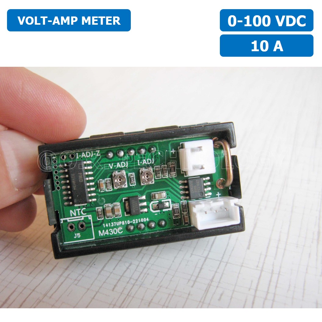 (1ชิ้น) MV430 DC 0-100V 10A เครื่องวัดแรงดัน และกระแสไฟฟ้า LED Voltmeter Current meter Amp meter Dual Digital Meter