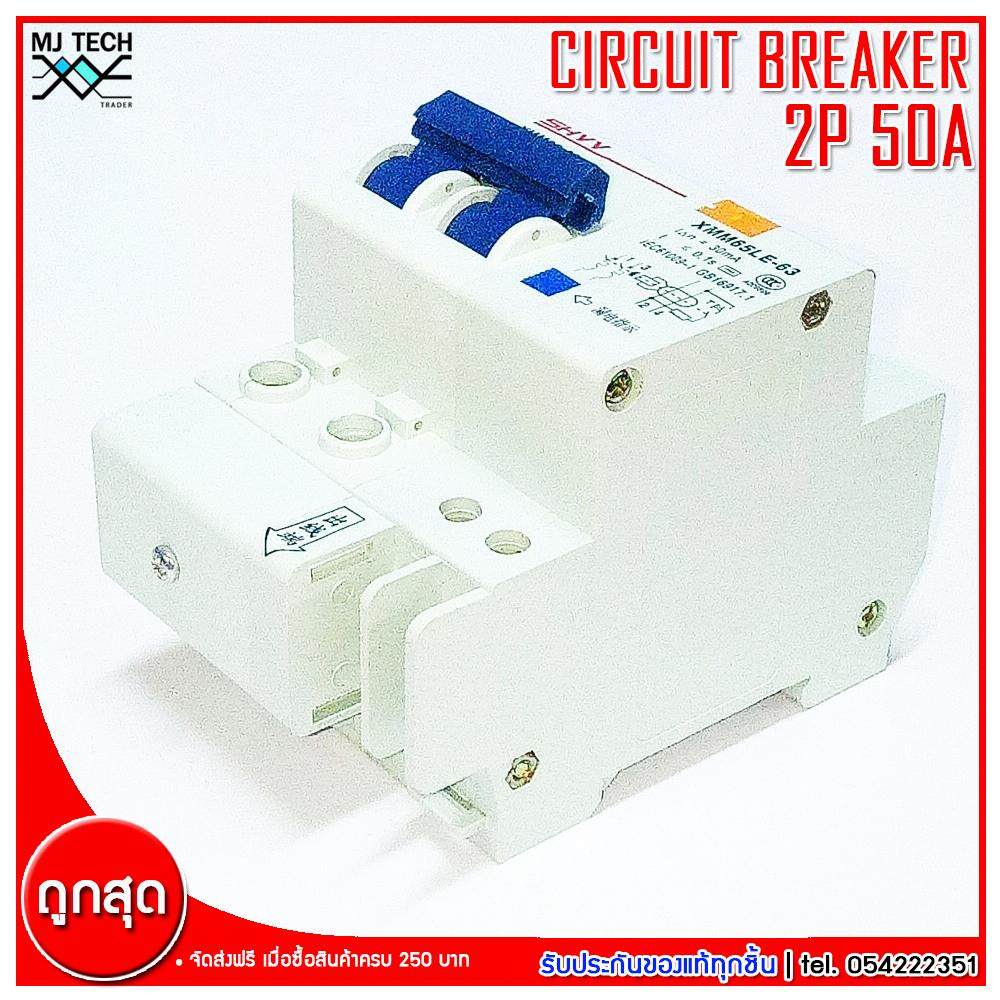 SHYY CIRCUIT BREAKER เบรกเกอร์กันดูด 2P 50A รุ่น XMM65-63 C50