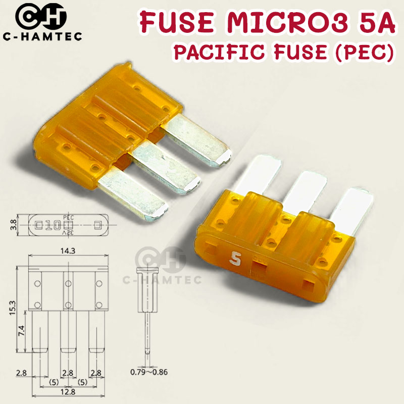 ฟิวส์ Micro3 ยี่ห้อ PEC ของแท้ญี่ปุ่น สำหรับรถ Ford BYD MG Volvo