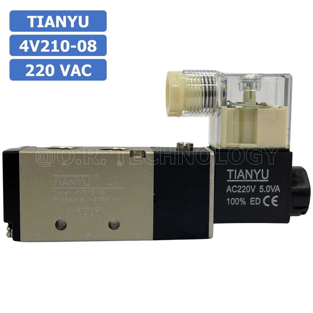 โซลินอยด์วาล์ว คอยล์ 1ข้าง 5/2 Single coil Solenoid Valve 4V110-06/4V210-06/4V210-08/4V310-10/4V410-15 12/24VDC 220VAC