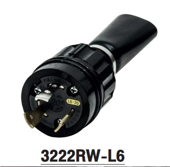 "AMERICAN DENKI"3222RW-L6 NEMA Waterproof 2-Pole 3-Wire Grounding 20A 250V (NEMA L5-20) Waterproof Plug IP65