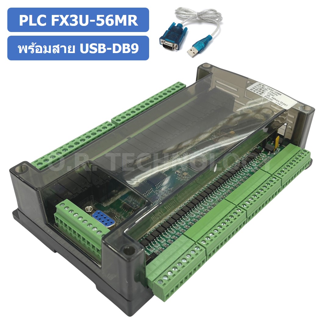 (1ชิ้น) PLC BOARD FX3U-56MR บอร์ดควบคุมอุตสาหกรรม พร้อมสาย USB-DB9 RS232 with cable