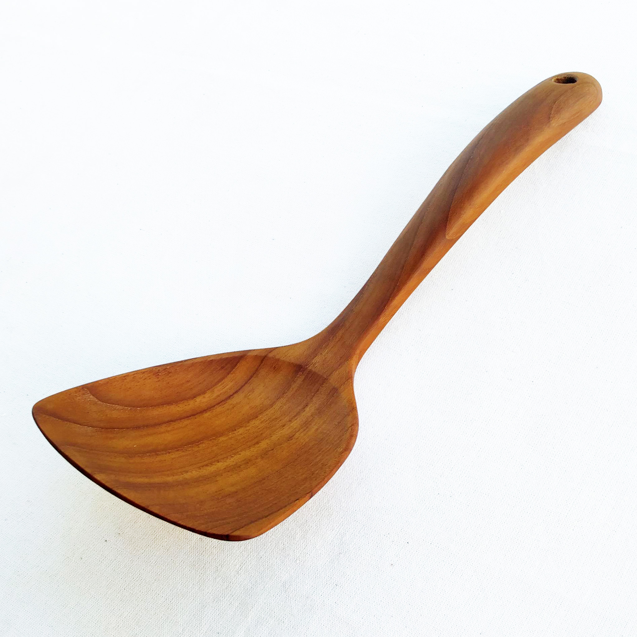ตะหลิวไม้สัก สั้น ทอด ทนความร้อน ด้ามสั้น ง่ายๆ สำหรับกระทะเทฟลอน KOUPREY Natural Brown Teak Wood Short Spatula Frying Cooking Turner