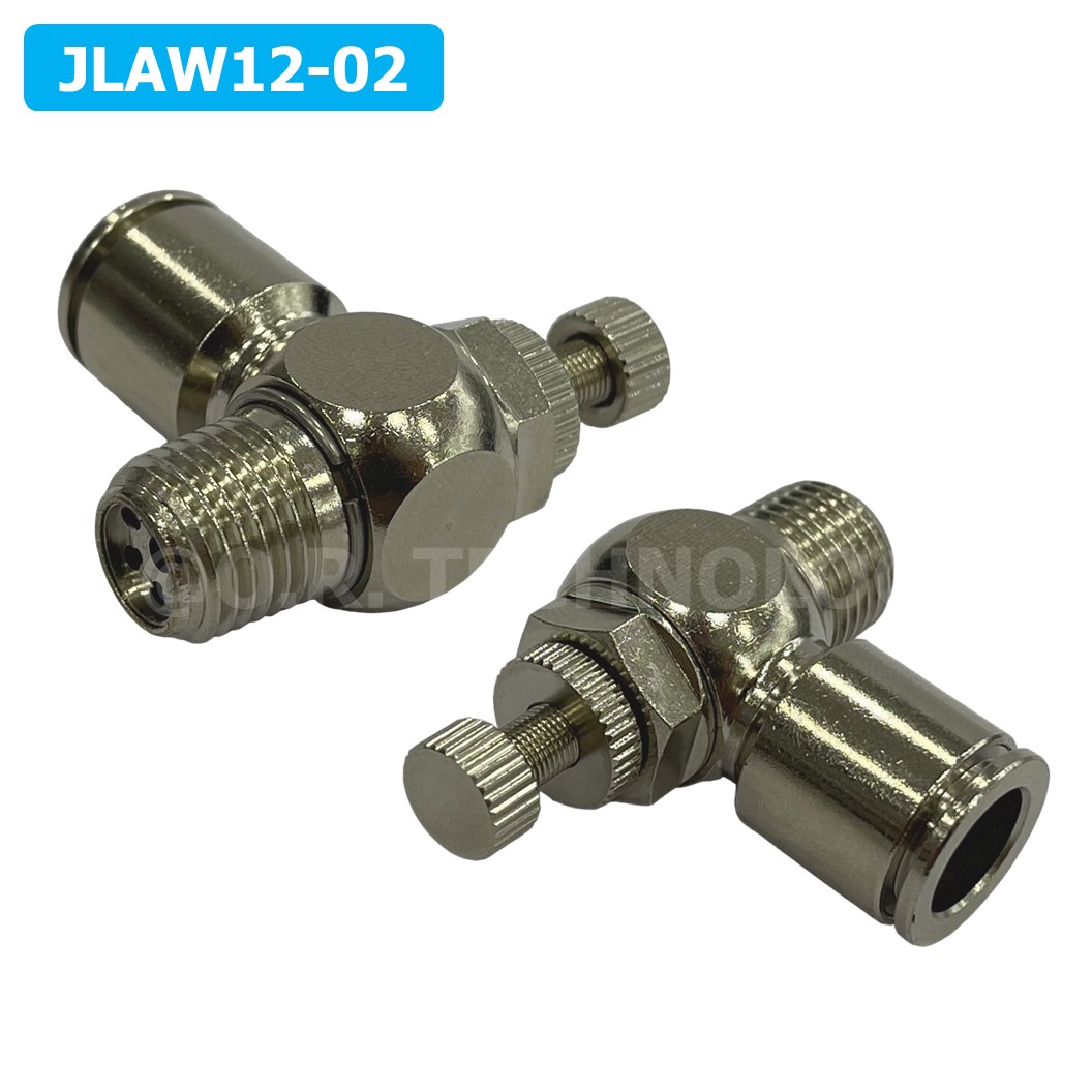 (1ชิ้น) JLAW12-02 ข้อต่อลมสแตนเลส ข้อต่อปรับลม งอ STAINLESS Air Flow Speed Controller ควบคุมความเร็วลม Speed Control valve JLAW JSL