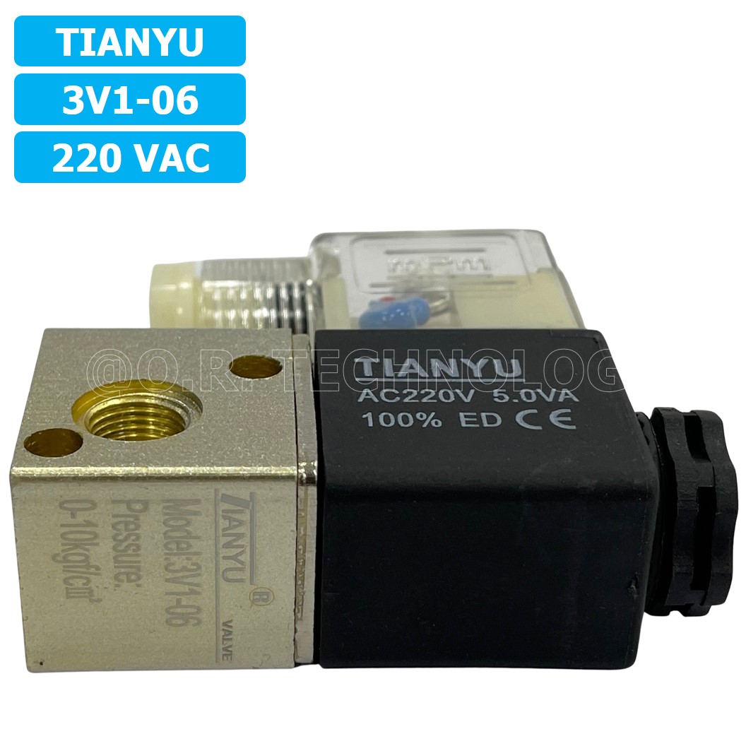 (1ชิ้น) 3V1-06 220VAC โซลินอยด์วาล์ว คอยล์ 1 ข้าง 3/2 Way Single Coil Solenoid Valve Pneumatic TIANYU