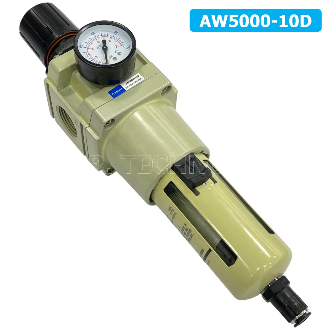 (1ชิ้น) AW5000-10D ชุดกรองลมปรับแรงดัน Auto Drain ระบายลมออก แบบอัตโนมัติ Air Filter Regulator AW Pneumatic TIANYU ชุดกรองลม + ตัวปรับลม