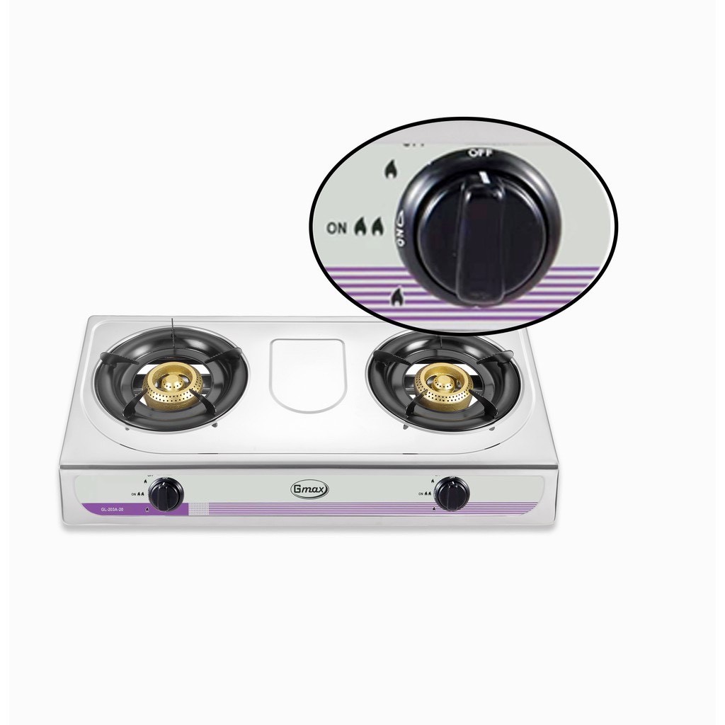 Gmax เตากล่องคู่ สแตนเลส หัวเหล็ก 2 หัวเตา รุ่น GL-203A-20