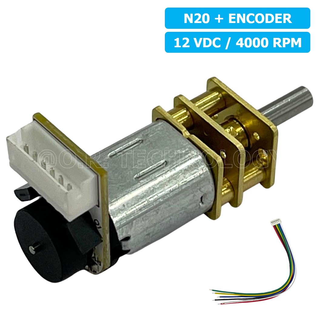 (1ชิ้น) JB340 มอเตอร์เกียร์ N20 12VDC 4000RPM พร้อม เอ็นโค้ดเดอร์ Micro Gear Motor DC with Encoder แกนขนาด 3mm D Shaft มอเตอร์ทดเฟือง GA12-N20 ไมโครมอเตอร์ มอเตอร์
