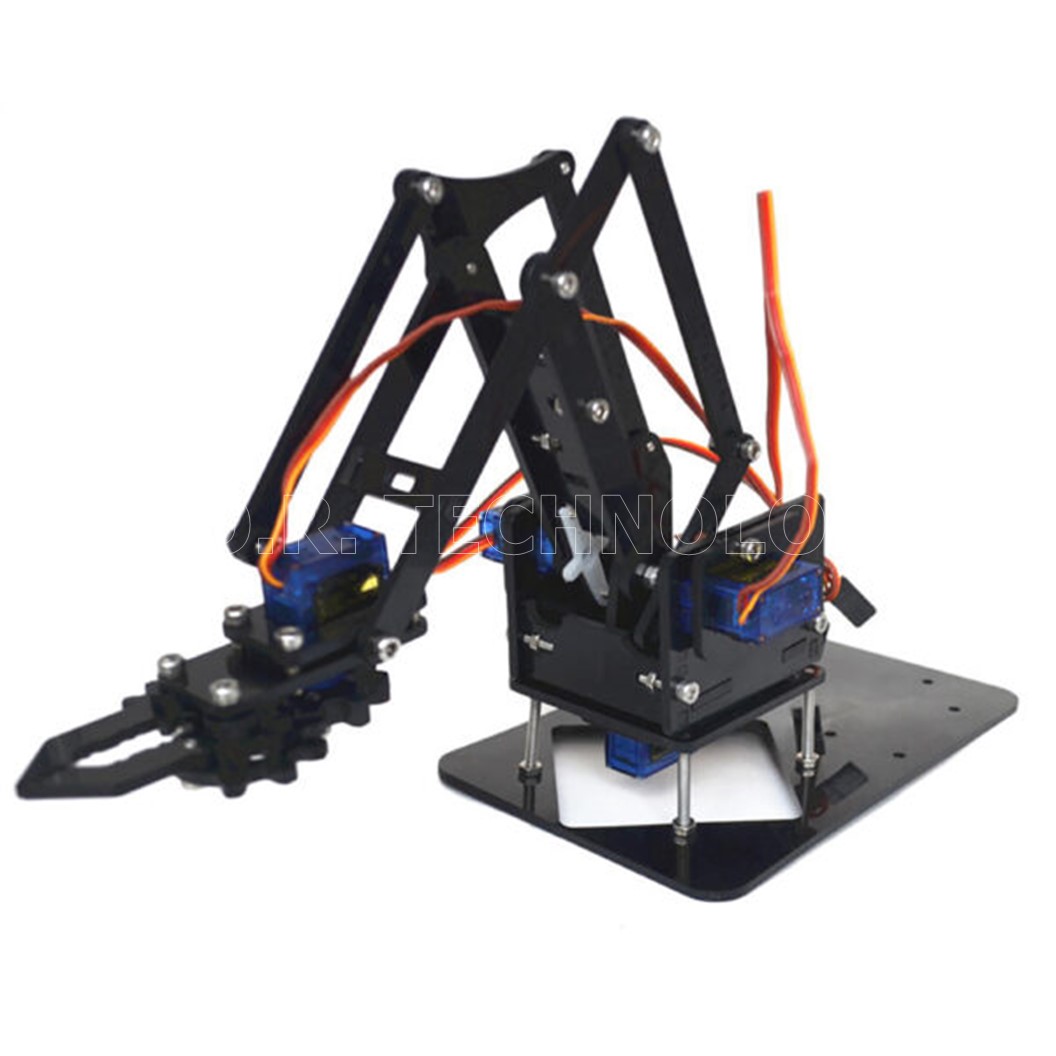 (1ชิ้น) ND074 โครง แขนกล แขนหุ่นยนต์ แขนเซอร์โว สีดำ (ไม่รวมเซอร์โวมอเตอร์ และชุดคอนโทรล) Black DIY Acrylic Robot Manipulator Mechanical Arm (non-including Servo and board)