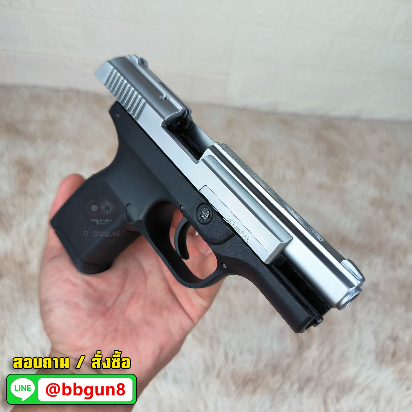 ปืนแบลงค์กัน Blow TR914 Auto blank gun สี เงินด้าน (แถมกล่องใส่ปืน)