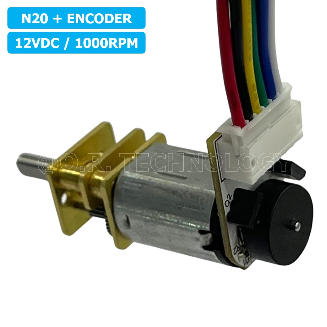 (1ชิ้น) JB337 มอเตอร์เกียร์ N20 12VDC 1000RPM พร้อม เอ็นโค้ดเดอร์ Micro Gear Motor DC with Encoder แกนขนาด 3mm D Shaft มอเตอร์ทดเฟือง GA12-N20 ไมโครมอเตอร์ มอเตอร์