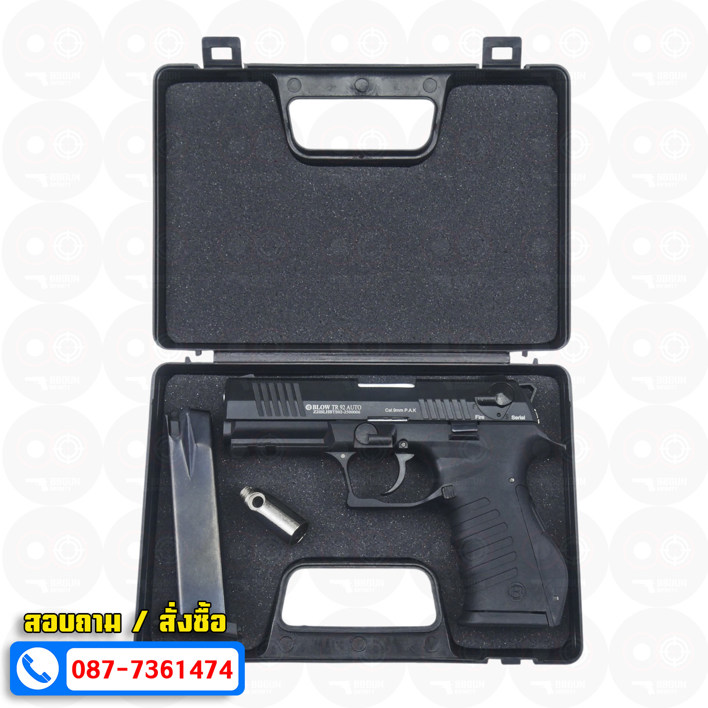 แบลงค์กัน BLOW TR 92 AUTO สีดำ BLACK Blank Gun ( 2 แม็กกาซีน + กล่องปืน )