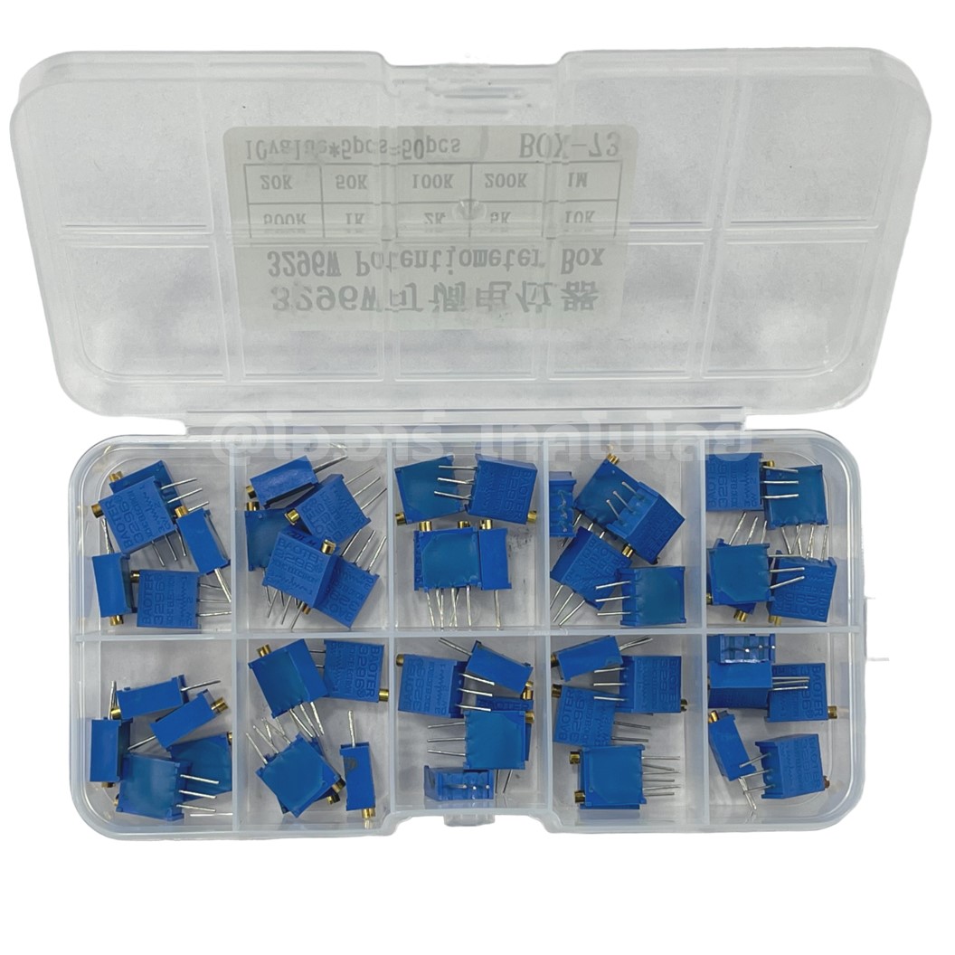 3296W Kit ชุดตัวต้านทานปรับค่าได้ VR แนวตั้ง 50ชิ้น VR Variable Resistor Trimpot Trimmer Potentiometer 10ค่า ค่าละ5ชิ้น Adjustable resistor