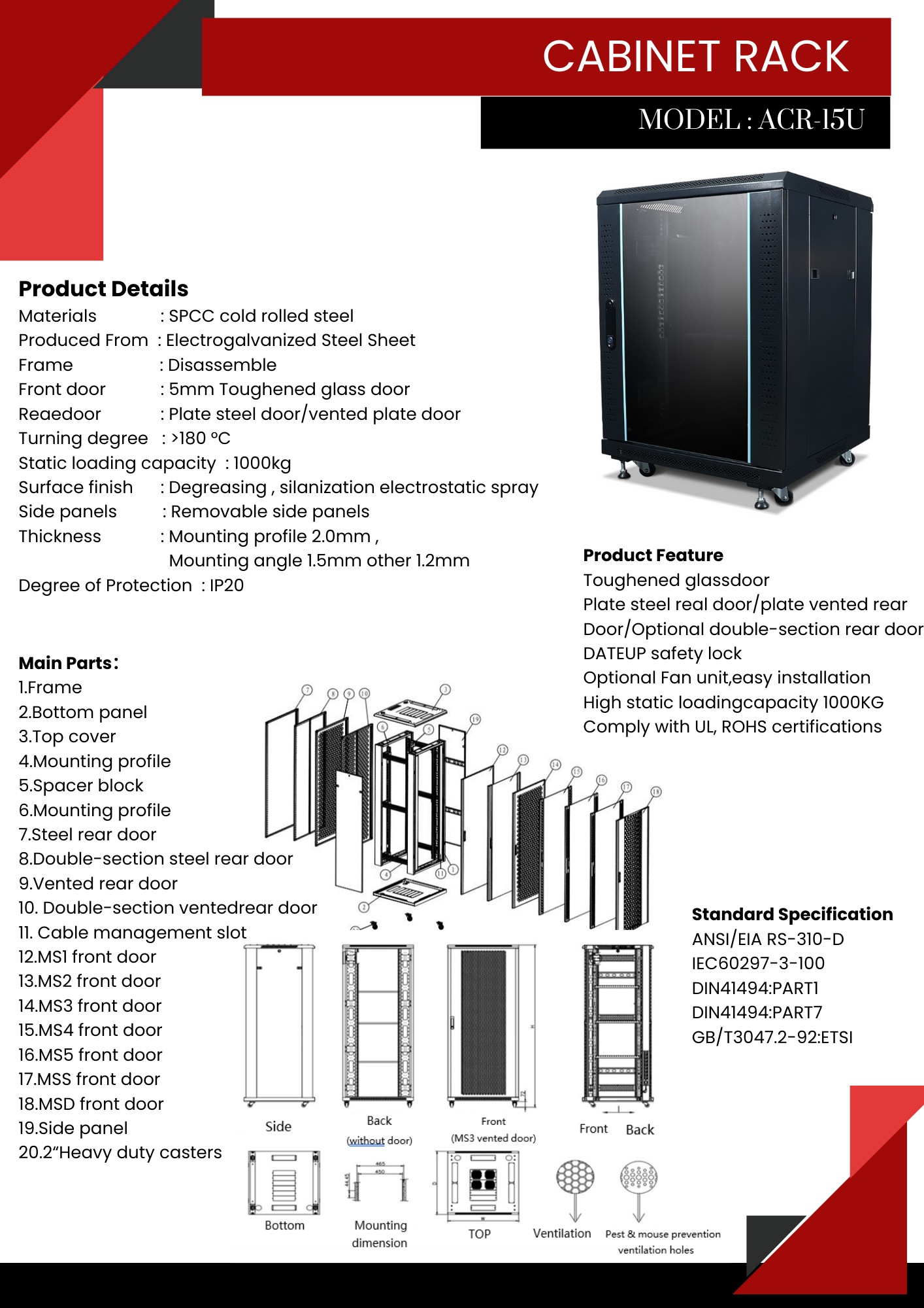 ACR-15U-60 Rack 15U ลึก 60cm