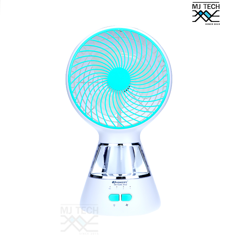 Kamisafe พัดลมตั้งโต๊ะ พัดลม ไร้สาย พกพา พร้อมไฟ LED (ปรับไฟได้ 2 ระดับ) รุ่น KM-F0296
